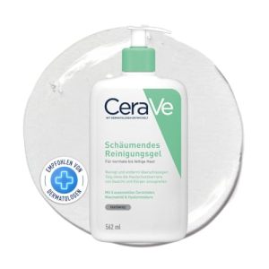 CeraVe Schaumgel reinigt & entwässert Überschüssiges Talg ohne Hautbarriere zu schädigen – Hyaluronsäure, Ceramide & Nia