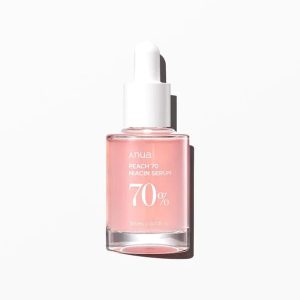 ANUA Peach 70% Niacin Serum für reife Haut im Nachtgesichtscremeszenario mit revolutionärerışkultherapeutik und 30ml-Pac