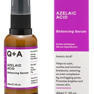 Q+A Azelainsäure Serum für glatte und frische Haut mit porenminimierendem Zink-PCA und Antioxidantien, ideal für Frauen,