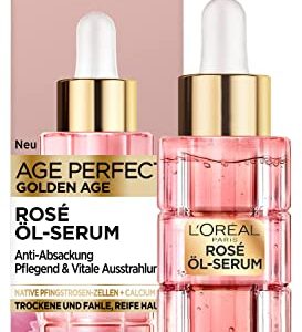 L'Oréal Paris Rose Öl Serum für Frauen: Natürliche rosa Haut & frische Ausstrahlung mit Pfingsrosen-Zellen, Calcium und