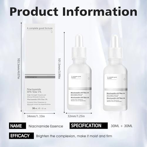 41sovjkfygl.jpg Niacinamide Serum 10%+Zinc 1%, Hautunreinheiten Beheben, Poren Verfeinern und Fahle Haut Reduzieren, 2pcs*30ml