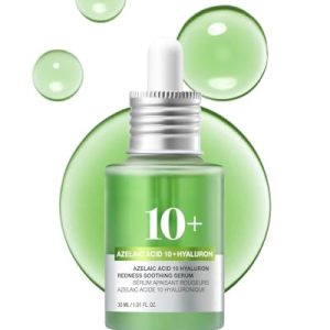 Azelaic Acid 10 Hyaluron Serum für empfindliche Haut | Hyaluron-Niacinamide Serum zur Sommerschmerzen-Behebung | Vegan-