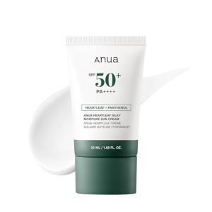 ANUA Heartleaf Seidige Feuchtigkeits-Sonnencreme SPF 50 PA++++ für Gesicht und Make-up, Niacinamid enthalten, ohne Dufts