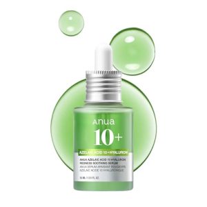 Anua Azelaic Acid 10 Hyaluron Redness Soothing Serum für sensible Haut, Hyaluron- und Niacinamide-Belüftung, Naturfarben