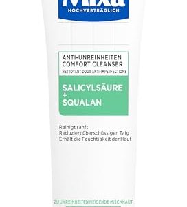 Mixa Anti-Unreinheiten Comfort Cleanser für Akne neigende und sensible Haut, Glättet das Erscheinungsbild der Poren, Sal