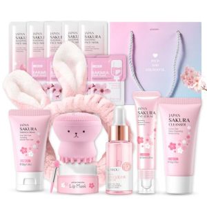 Sakura Sakura Feuchtigkeit Hautpflege Set für Feuchtigkeitspflege - Serum, Creme, Reiniger, Toner, Augenserum, Maske & S