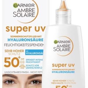 Garnier Ambre Solaire LSF 50+ Super UV Fluid - Hyaluronsäure - tägliche Sonnenschutzpflege - ultraleicht & mattierend -