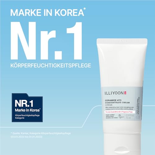 41lg3dfjtl.jpg ILLIYOON Ceramide Reichhaltige Feuchtigkeitscreme 200ml, für trockene und empfindliche Kinder- und Erwachsenenhaut, 100
