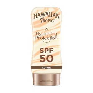 Hawaiian Tropic Hydrating Protection Sonnenschutzlotion LSF 50, 180 ml, 12-Stunden-Feuchtigkeitspflege, wasserfest, vega