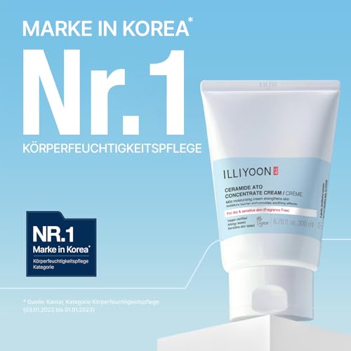 41waylpkcsl.jpg ILLIYOON Ceramide Reichhaltige Feuchtigkeitscreme 200ml, für trockene und empfindliche Kinder- und Erwachsenenhaut, 100