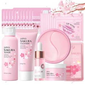Teenager-Mädchen Japan Sakura Hautpflege Set | Anti-aging Gesichtspflege Set Frauen | Daily Skin Care Set Reinigung Ton