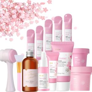 Sakura Gesichtspflege Set für Frauen, Cherry Blossom, High-Quality Geschenksatz, Beautiful Skincare Routine, 13-Pcs Set