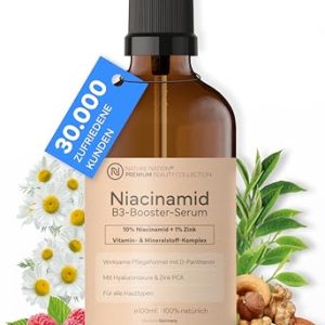 BIO Niacinamide Serum 10% mit Zink & Hyaluron – Antipockelserum für gebleichte Haut – Ideal für reife Haut – naturkosmet