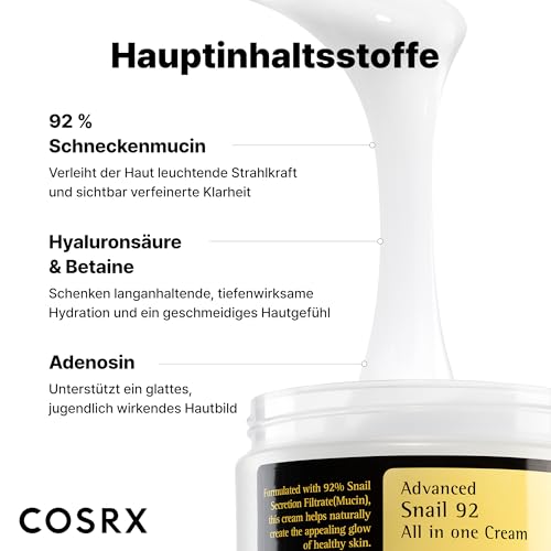 41yr2fano0l.jpg COSRX Advanced Snail 92% All in One Cream | Schneckenschleim Creme mit Hyaluron | Für trockene und empfindliche Haut | K