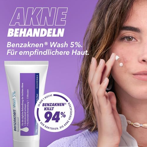51nhbida2ul.jpg BENZAKNEN Waschgel gegen Pickel & Mitesser 5%, 50g, dermatologisch getestet, für empfindlichere Haut, BPO (Benzoylperoxi