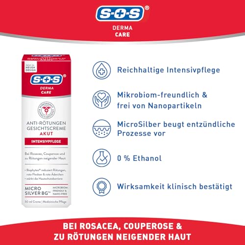 51usyzosvdl.jpg SOS Derma Care Anti Rötungen Creme (50 ml) - reduziert rote Äderchen & Hautrötungen - intensive Gesichtspflege zur Rosac